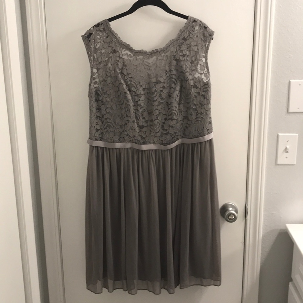 Grey David’s bridal F17019 short lace mesh dress